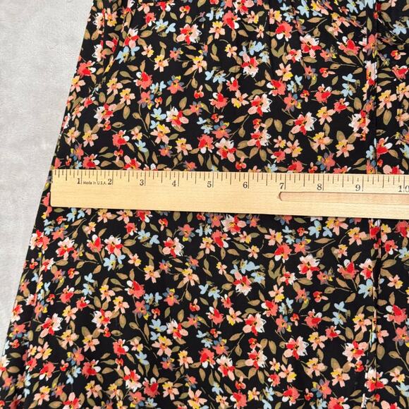 Loft Top Womens Large Black Ditsy Flower Print V Neck Long Balloon Sleeve Fall - Picture 9 of 12